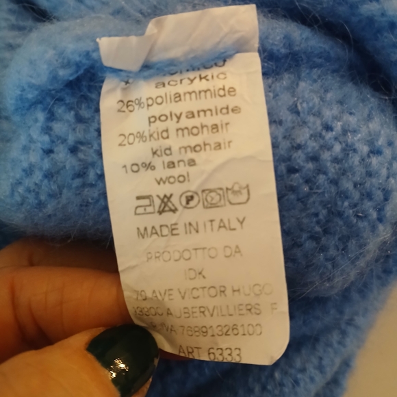 Blue Knit V-Neck Cardigan - Picture 6 of 9